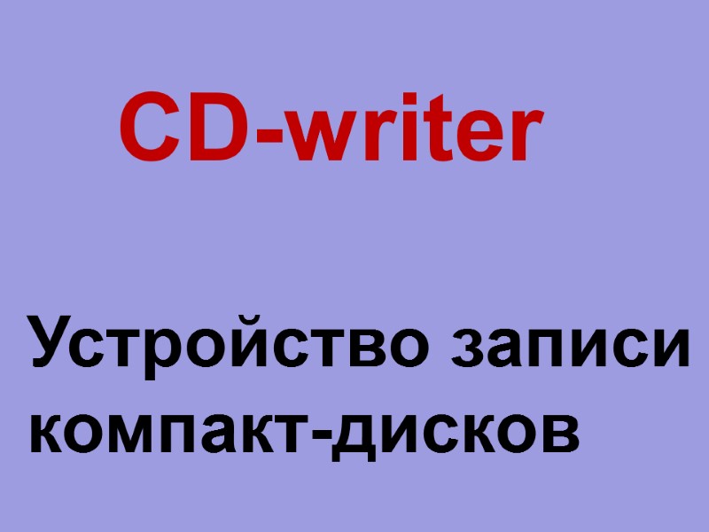CD-writer  Устройство записи  компакт-дисков